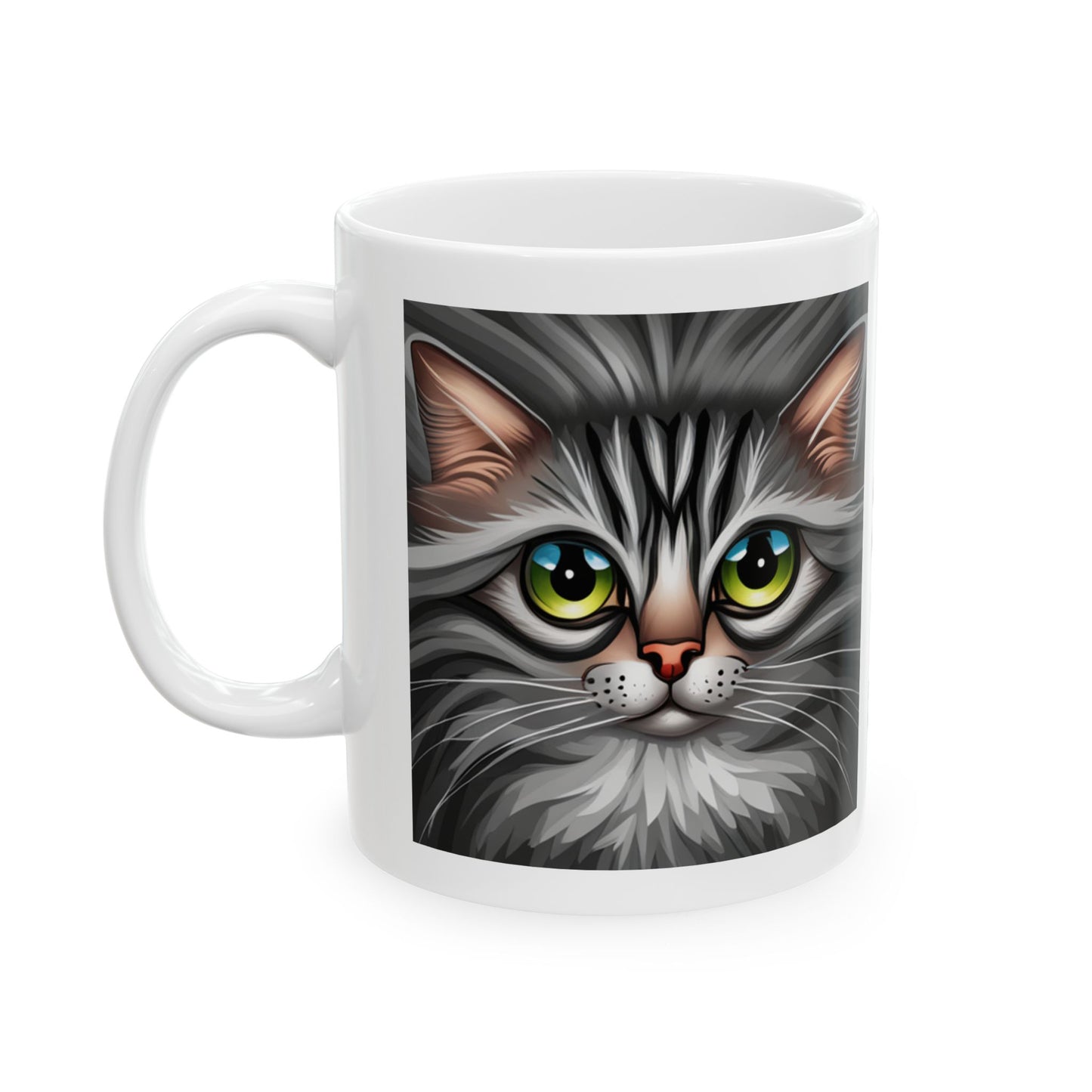 Cat MOM Gray Tabby Cat Ceramic Mug 11oz