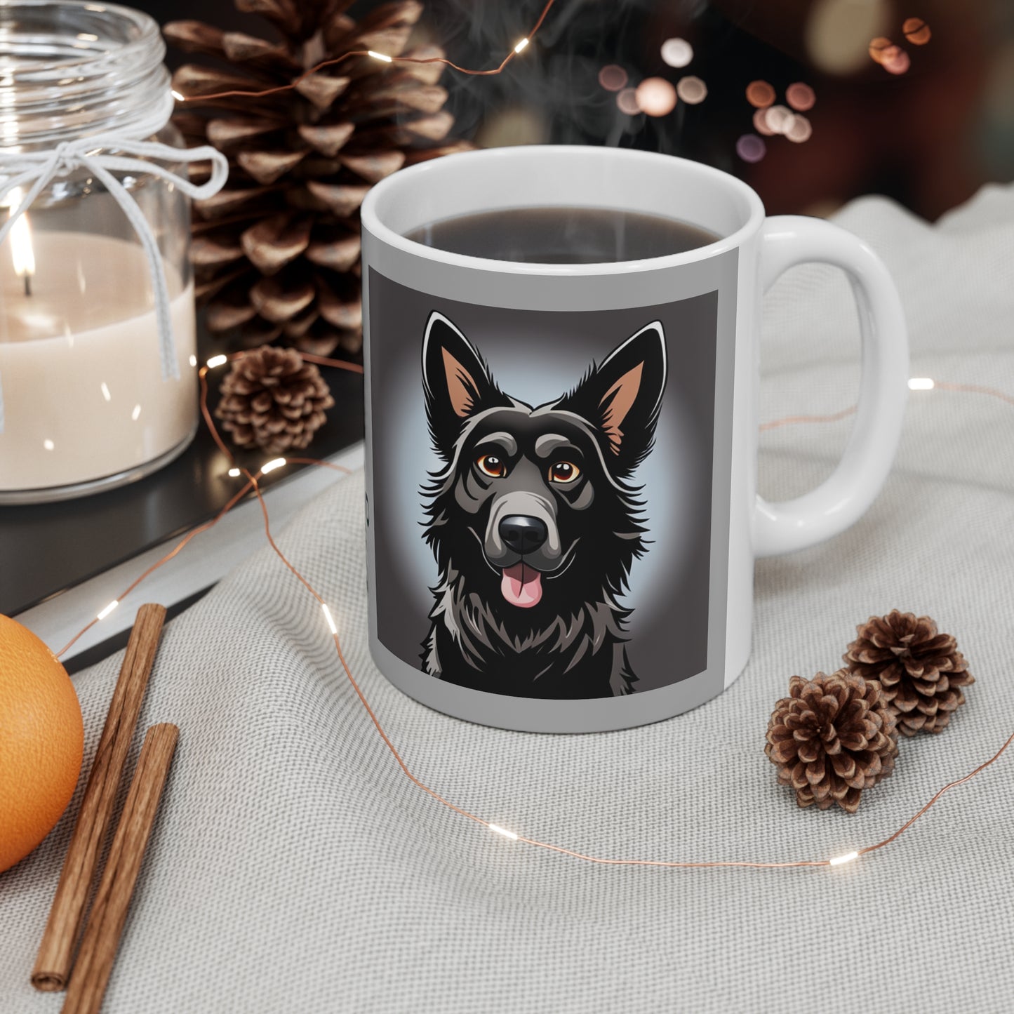 DOG DAD Black German Shepherd Ceramic Mug 11oz