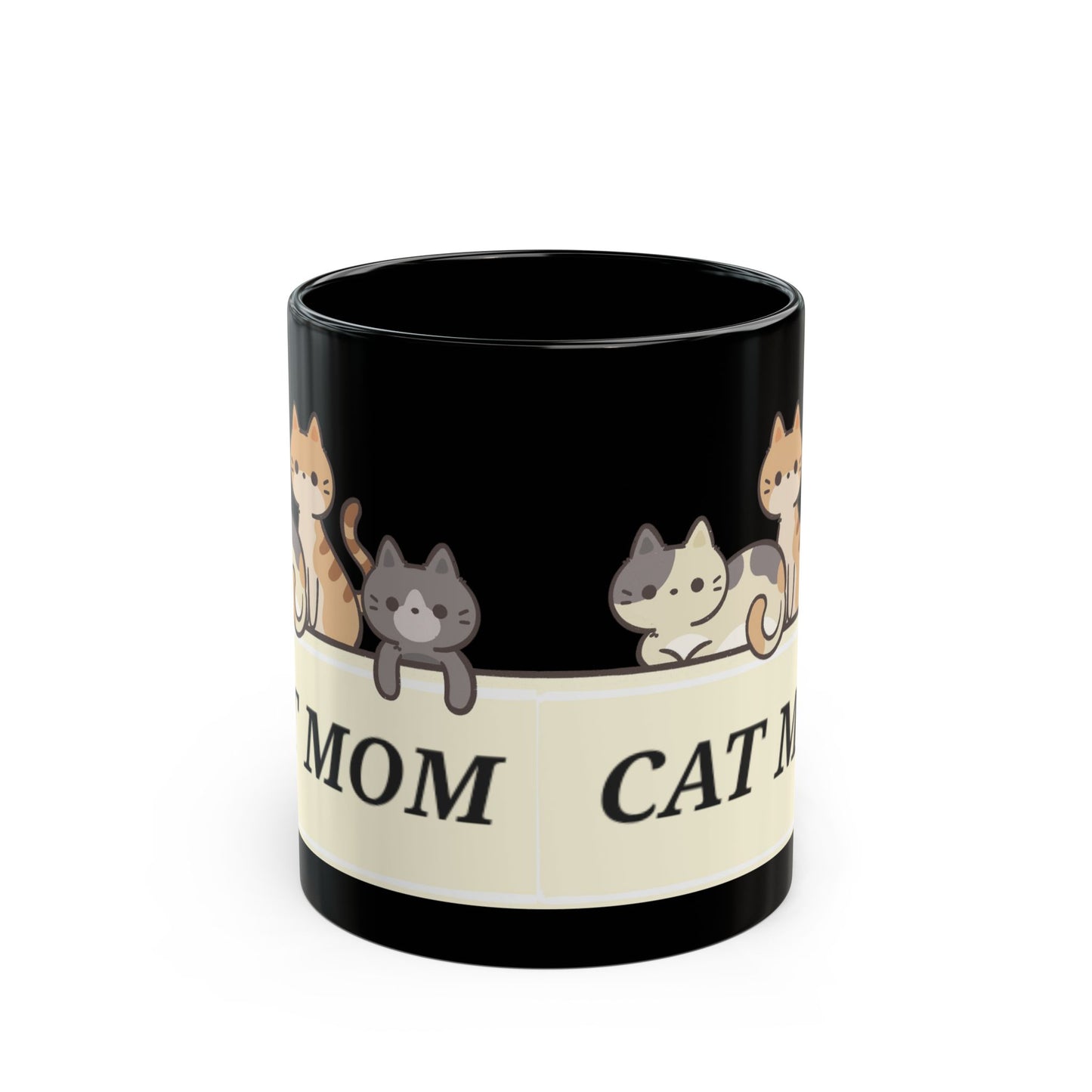 CAT MOM 11oz Black Coffee Mug