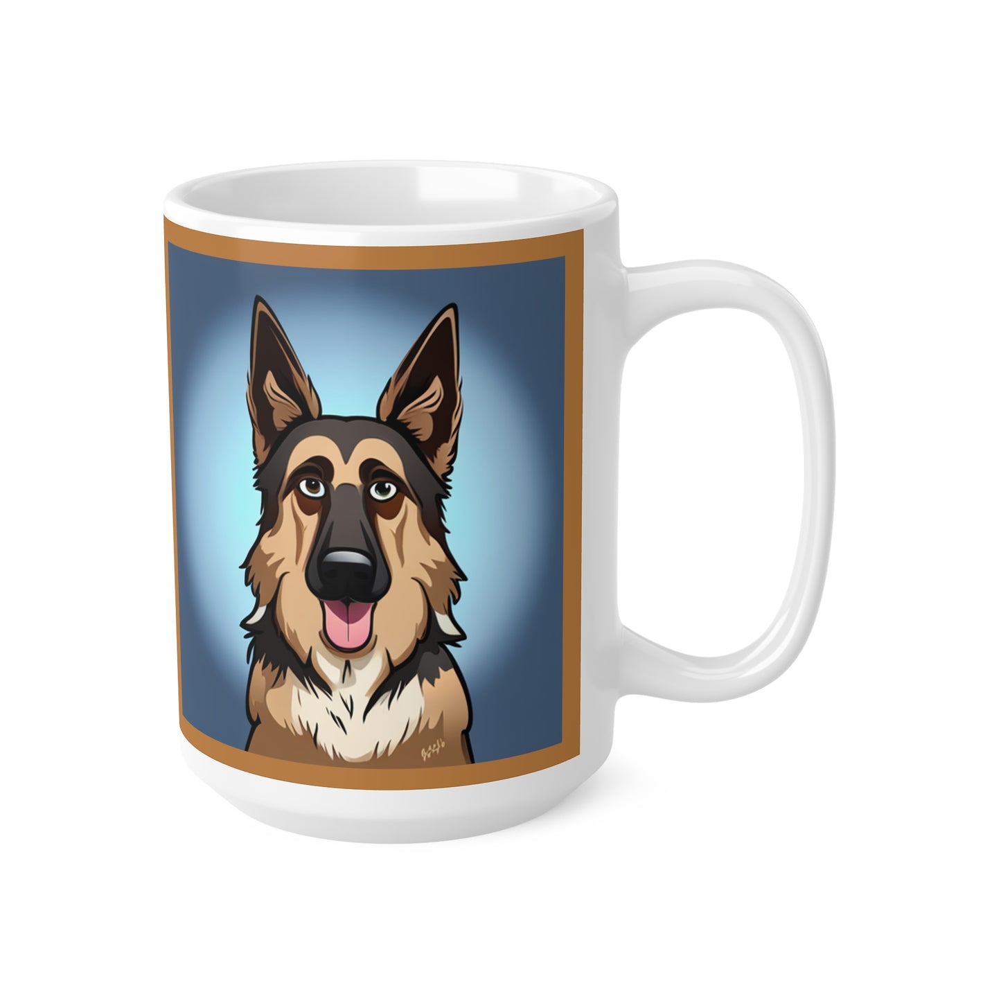German Shepherd Dog Caricature Ceramic Coffee Cup, 11oz or 15oz