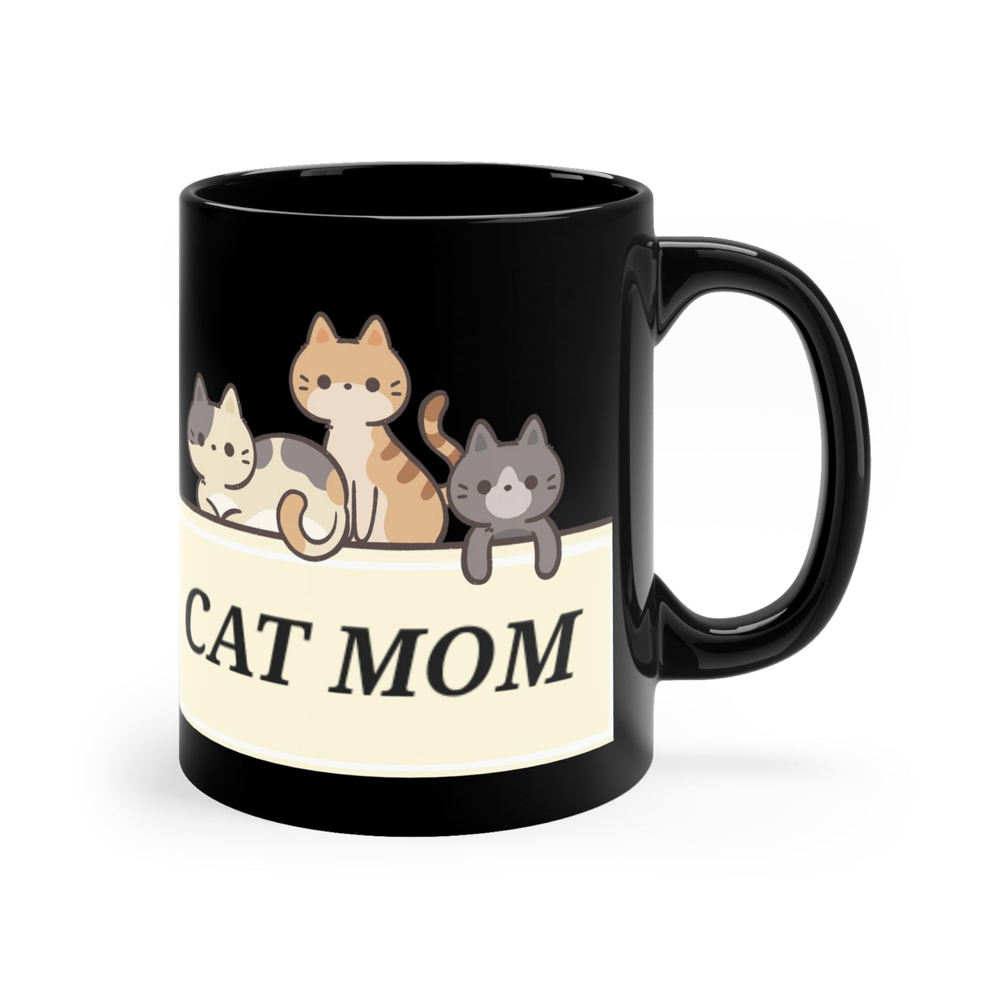 CAT MOM 11oz Black Coffee Mug