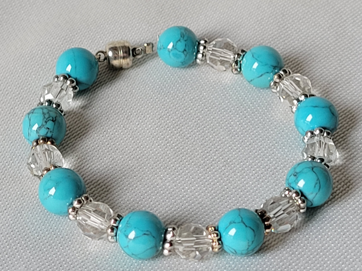 Turquoise & Crystal Womens Bracelet Magnetic Clasp