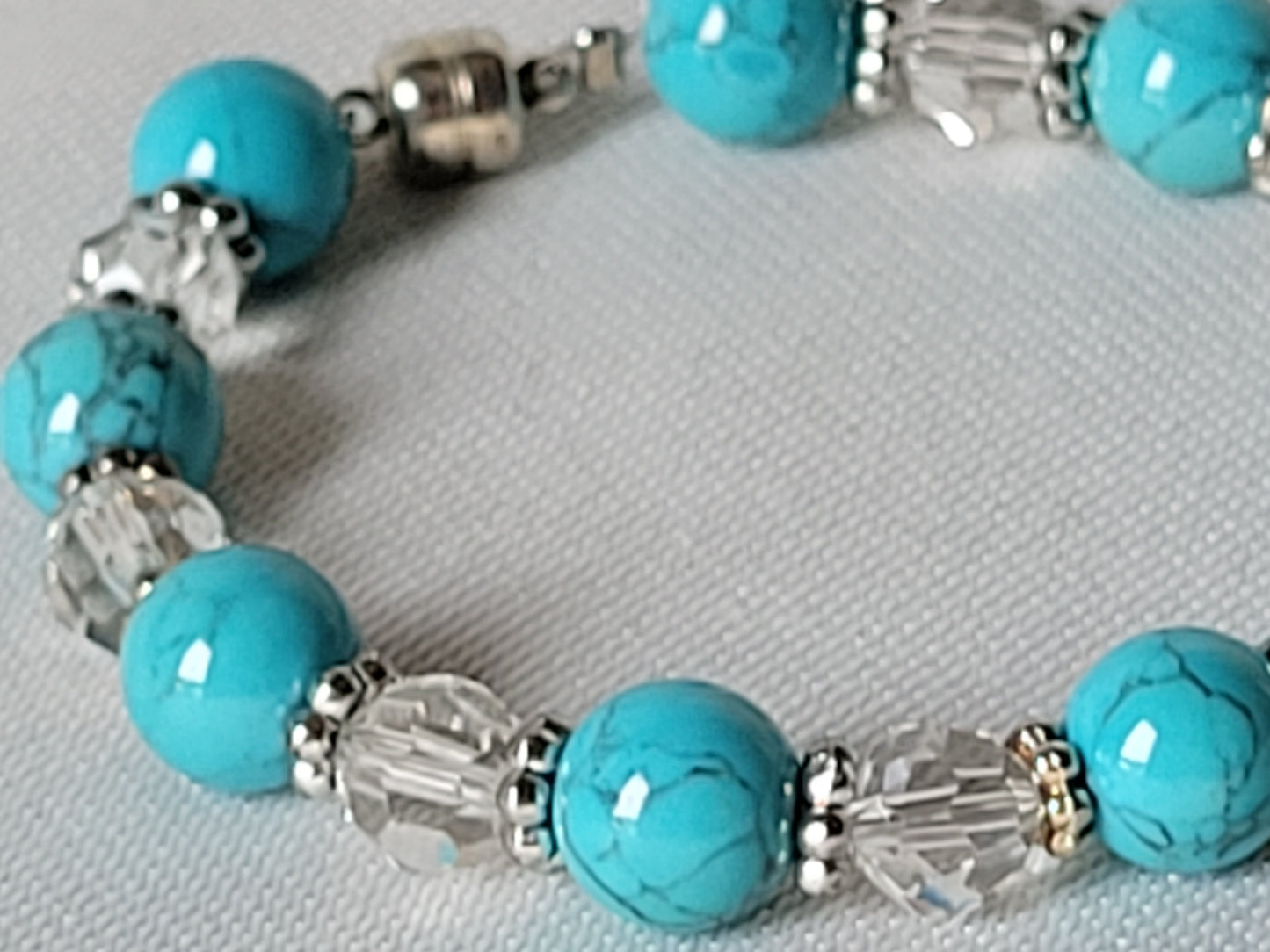 Turquoise & Crystal Womens Bracelet Magnetic Clasp