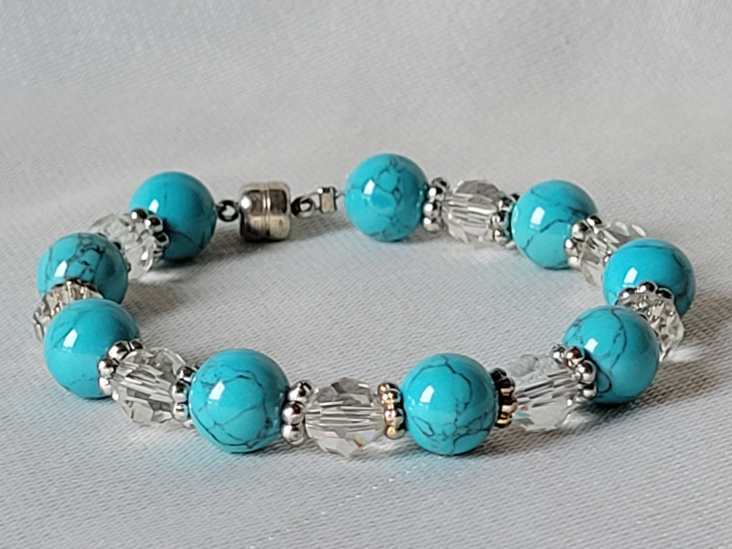 Turquoise & Crystal Womens Bracelet Magnetic Clasp