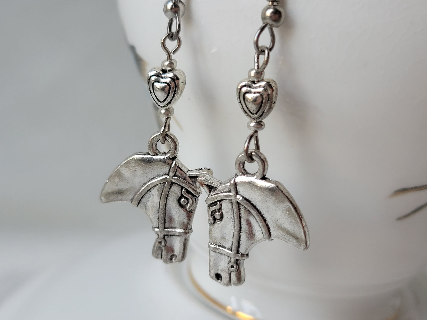 Horse Earrings I LOVE HORSES Dangle Drop Earrings