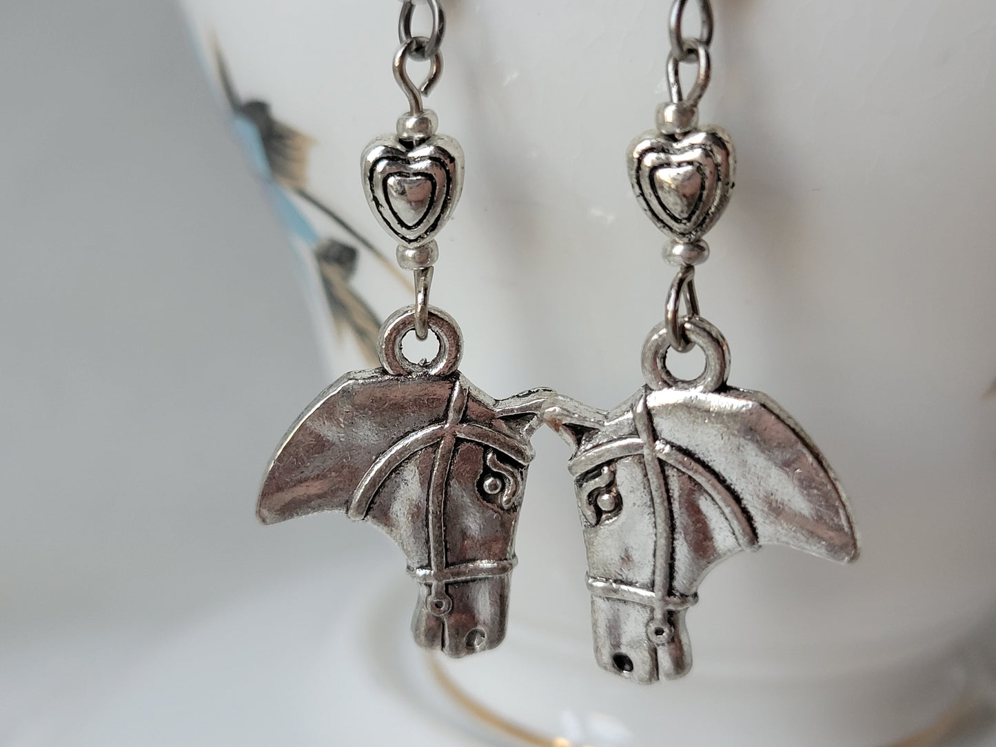 Horse Earrings I LOVE HORSES Dangle Drop Earrings