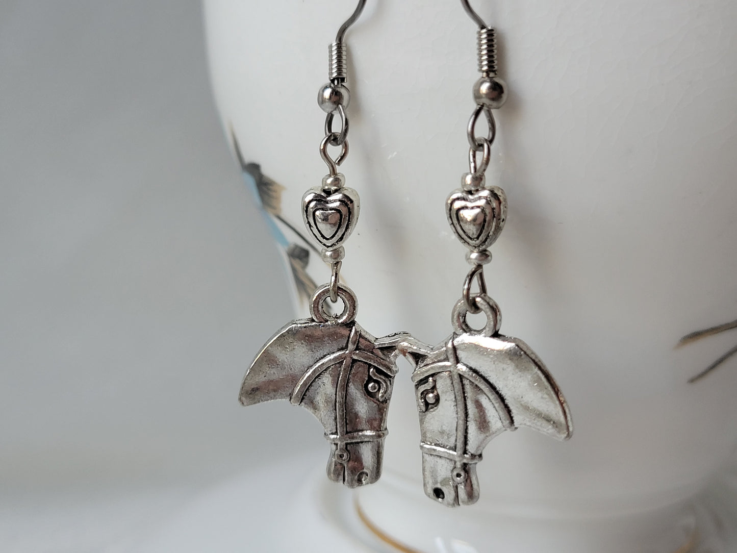 Horse Earrings I LOVE HORSES Dangle Drop Earrings