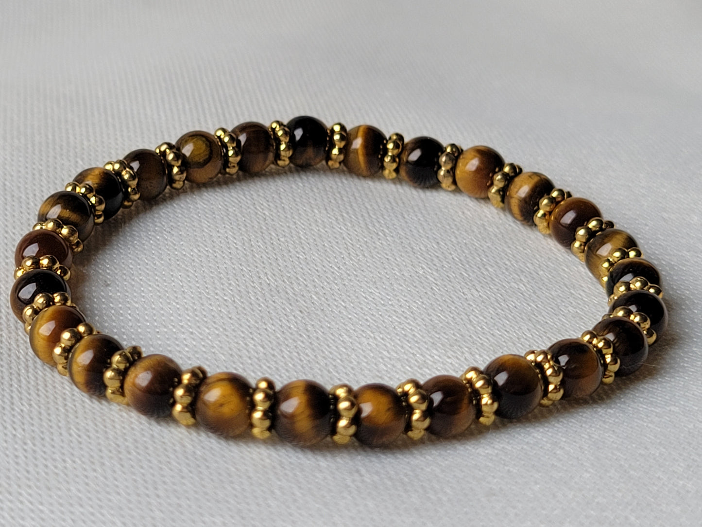 Tiger's Eye Crystal Gemstone Inspirational Beaded Bracelet "Stretchy"