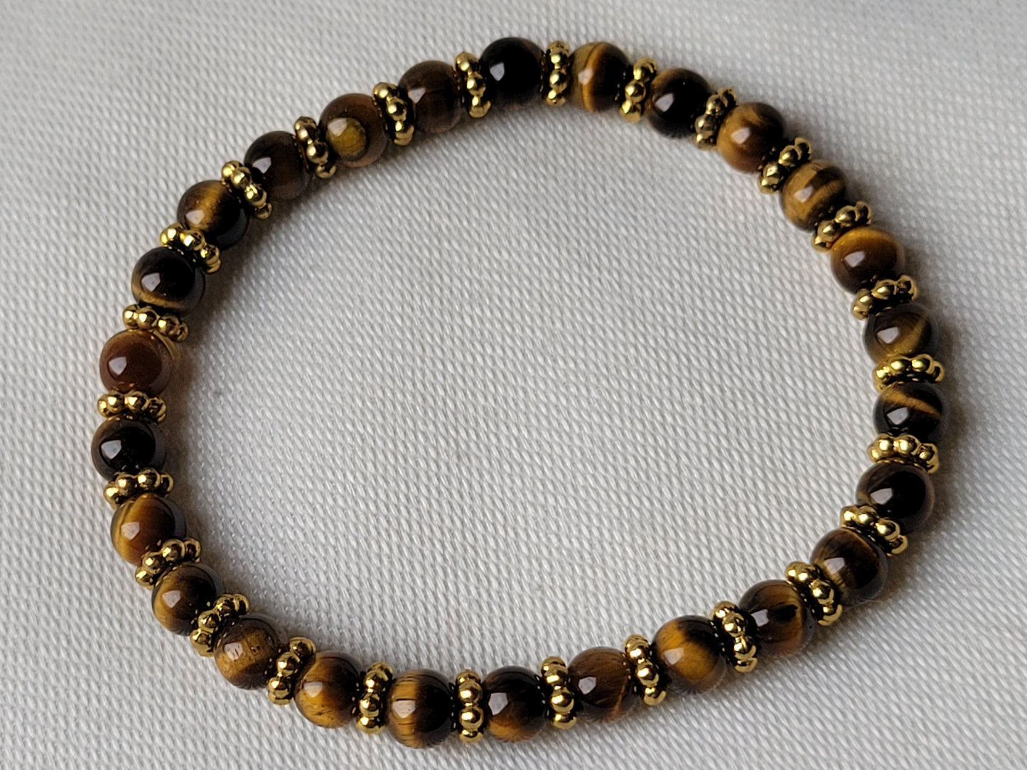 Tiger's Eye Crystal Gemstone Inspirational Beaded Bracelet "Stretchy"