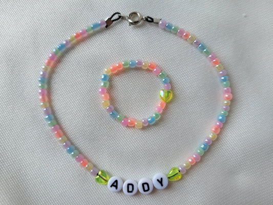 Pastel Name Necklace Set for 18 " Dolls Personalized Your Choice of Name
