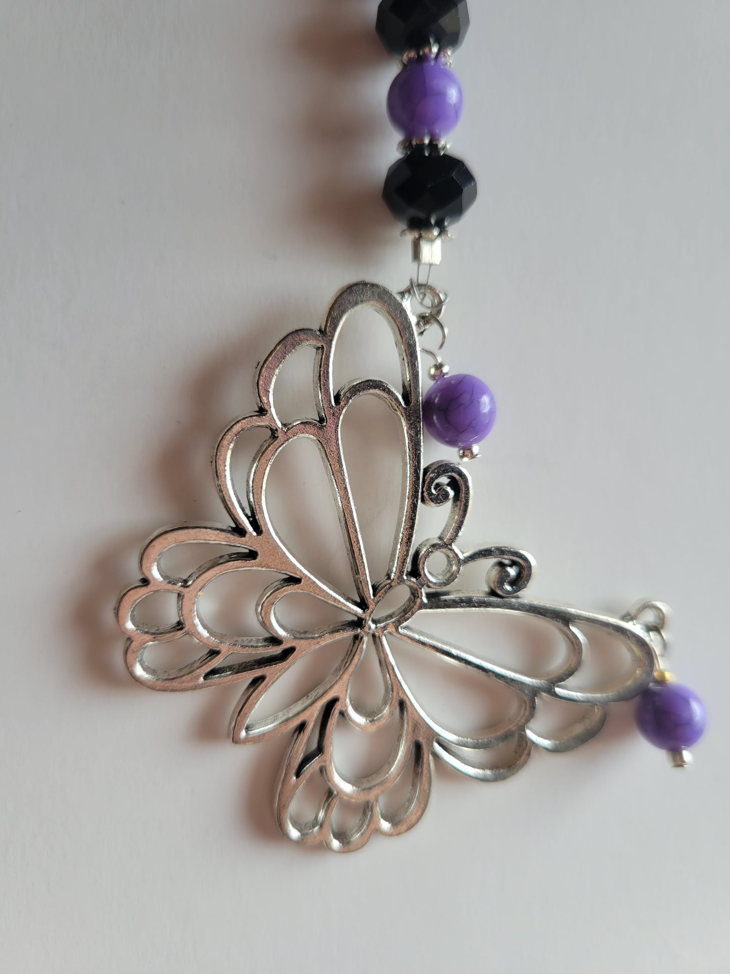 Butterfly and Crystal Bling Key Chain (Black/Purple)