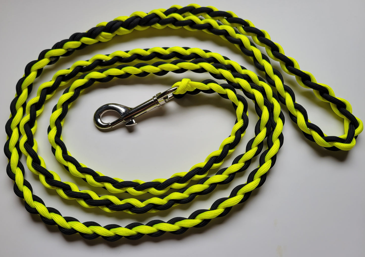 Paracord Braided Dog Leash Lead 5 1/2 ft (Bright Yellow & Black) Med or Lg Dog Training Walking