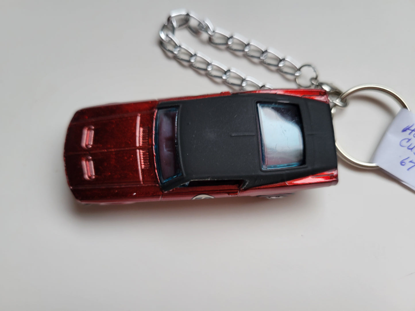 Diecast Car Keychain Hot Wheels 50th Anniv. Custom 67 MUSTANG (Red)