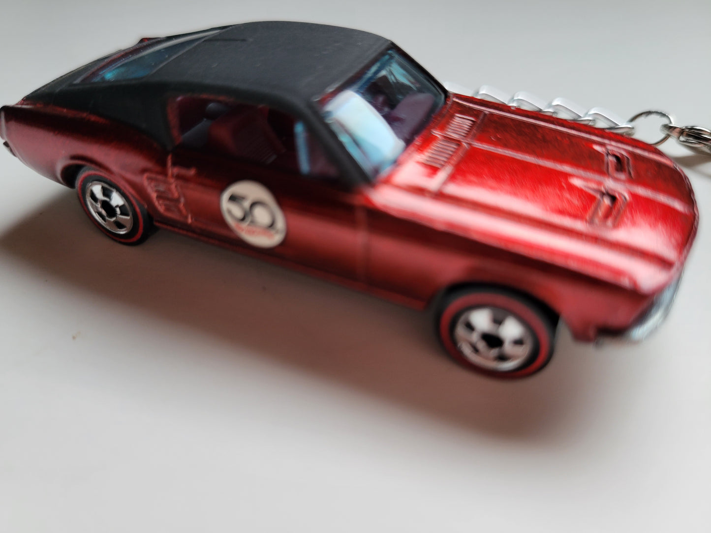 Diecast Car Keychain Hot Wheels 50th Anniv. Custom 67 MUSTANG (Red)
