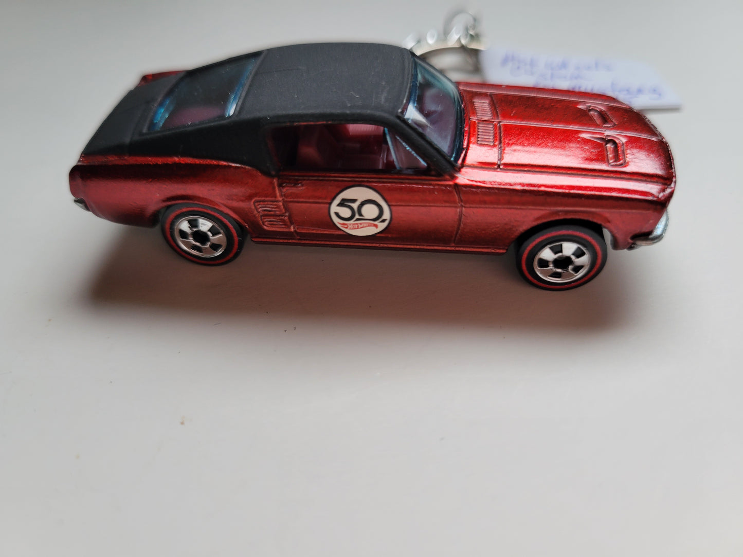 Diecast Car Keychain Hot Wheels 50th Anniv. Custom 67 MUSTANG (Red)