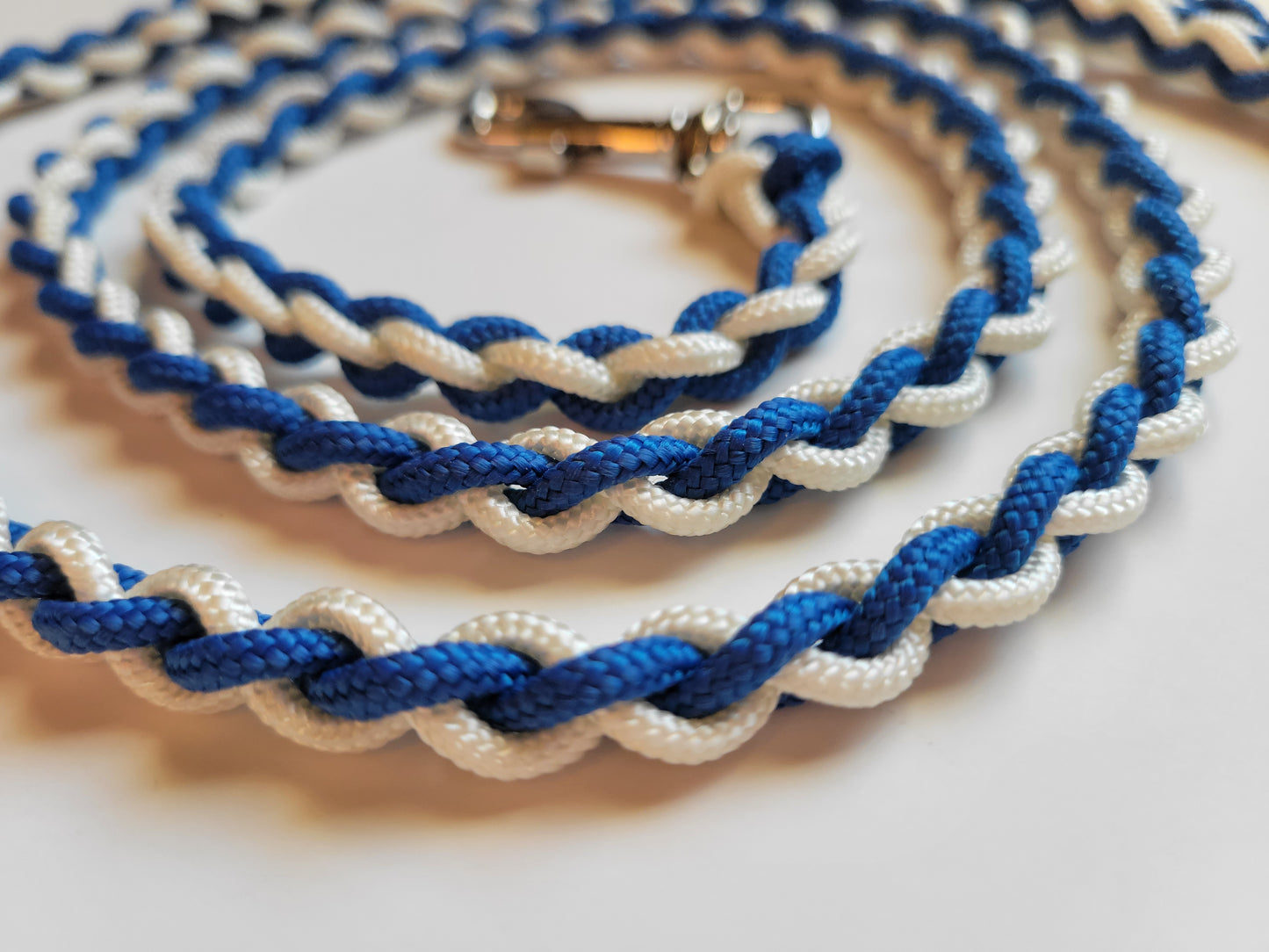 Paracord Braided Dog Leash Lead ft (Royal Blue & White) Sm or Med Dog Training Walking