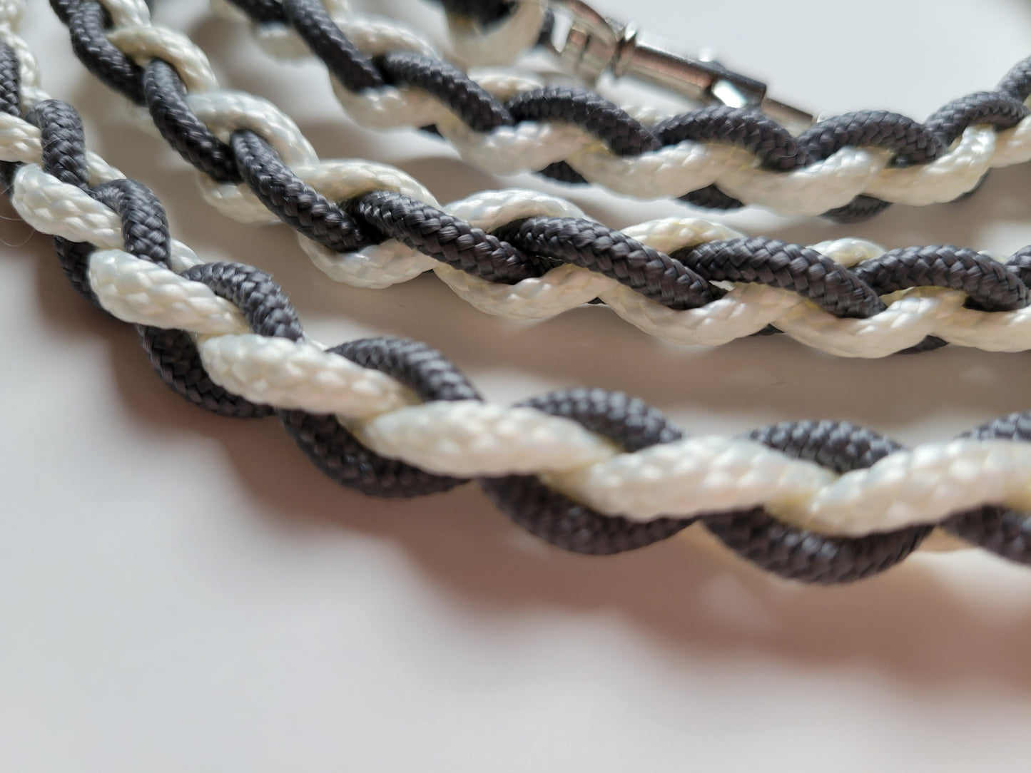 Paracord Braided Leash Lead ft (Gray & White) Puppy Cat Sm or Med Dog Training Walking