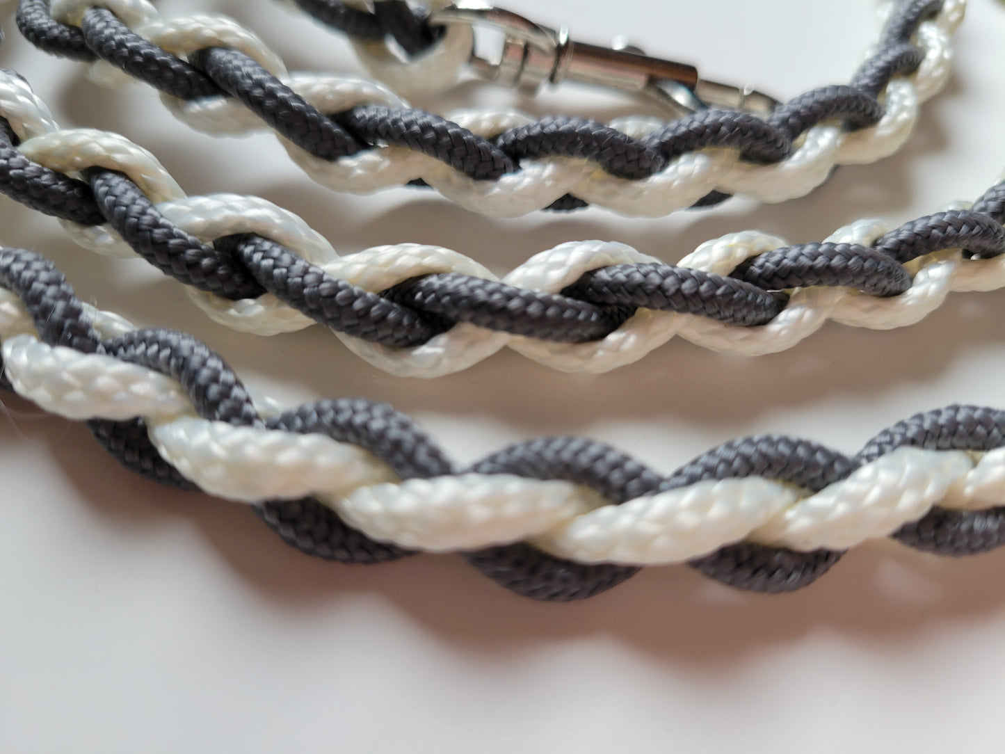 Paracord Braided Leash Lead ft (Gray & White) Puppy Cat Sm or Med Dog Training Walking