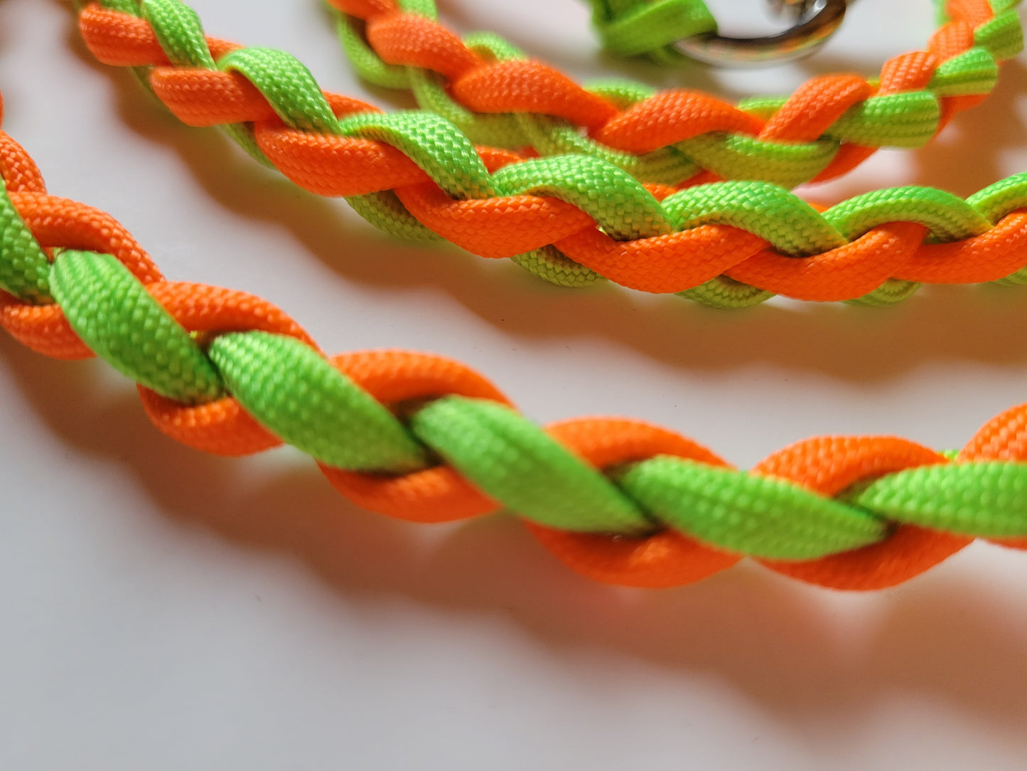 Paracord Braided Dog Leash Lead 6ft (Orange & Lime Green) Med or Lg Dog Training/Walking