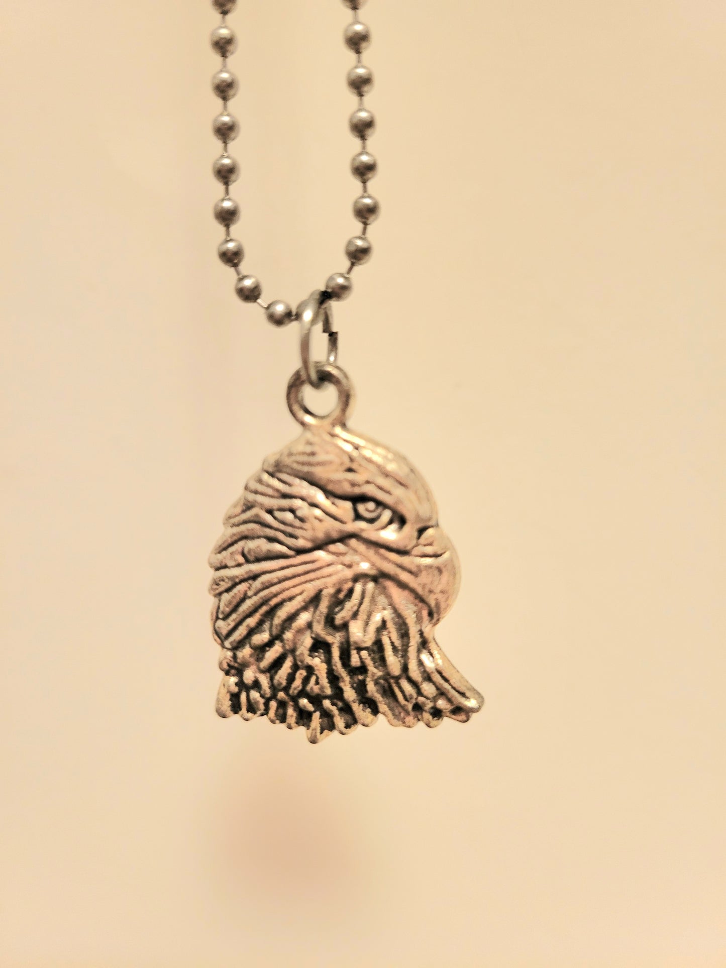 EAGLE Head Silver Charm Pendant Necklace Kids,Youth, Teens, Adults