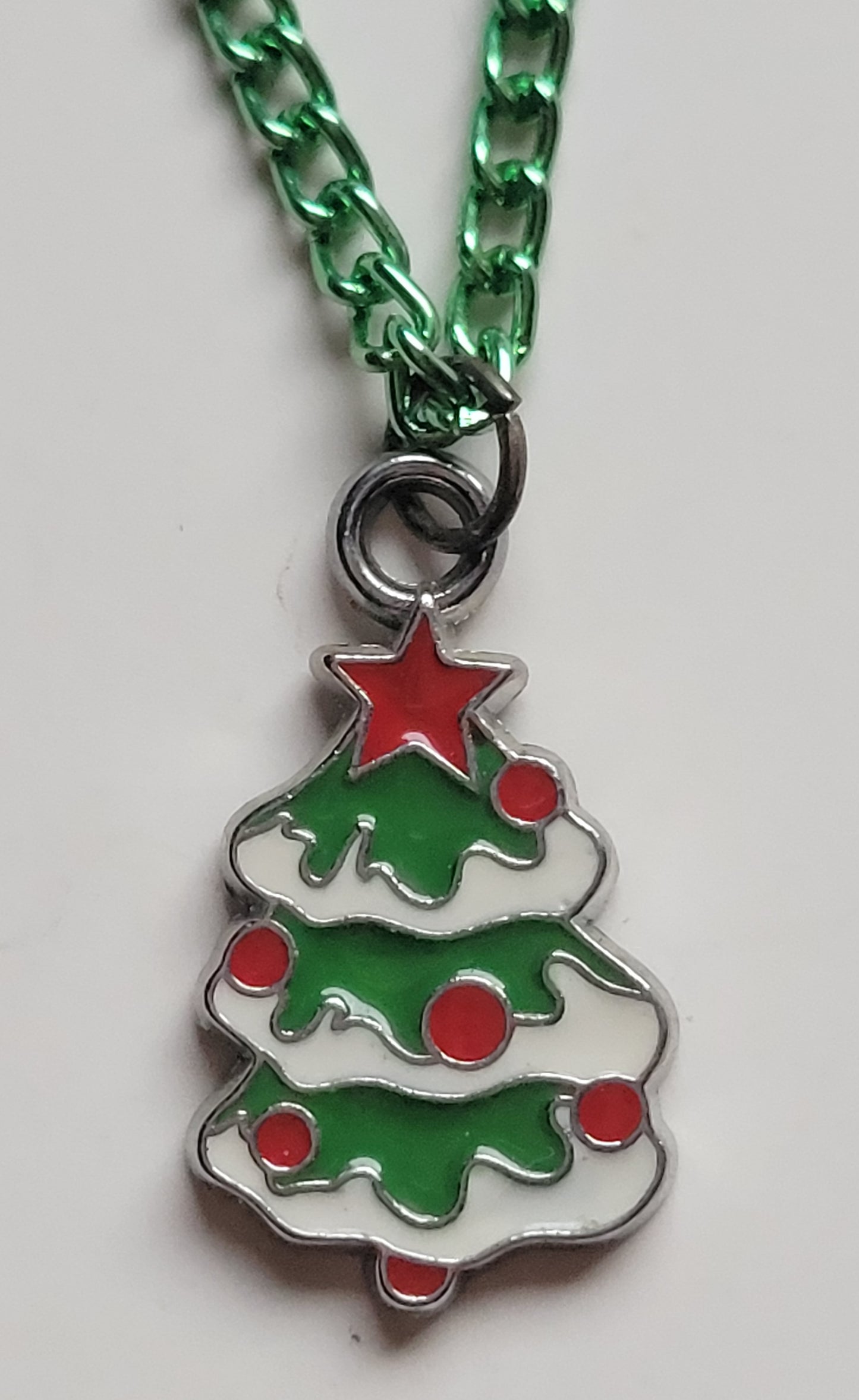 CHRISTMAS TREE Enamel Charm Pendant Necklaces With 18" Chains Kids Teens Adults
