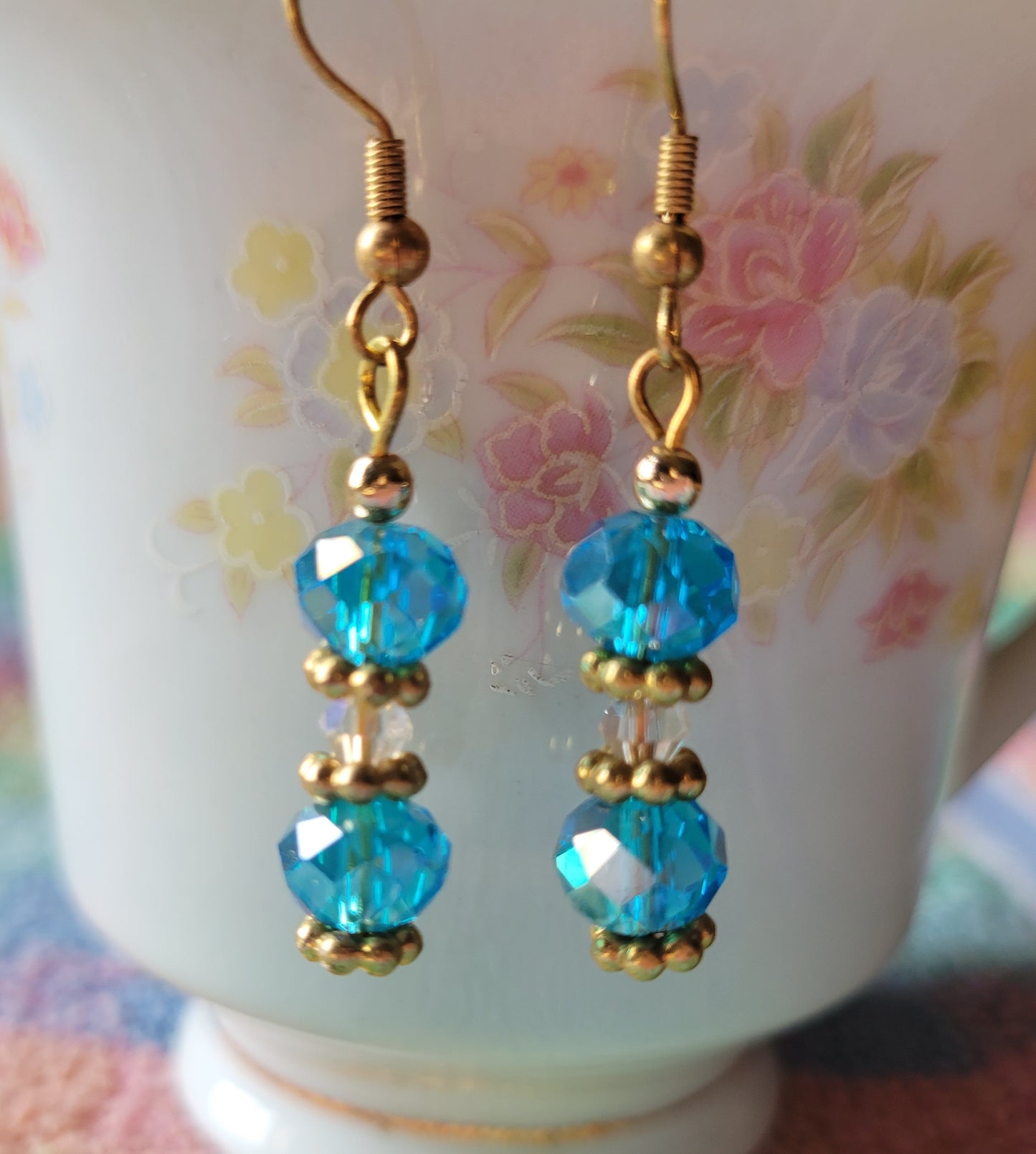Pretty Turquoise Crystal Dangle Drop Fashion Earrings