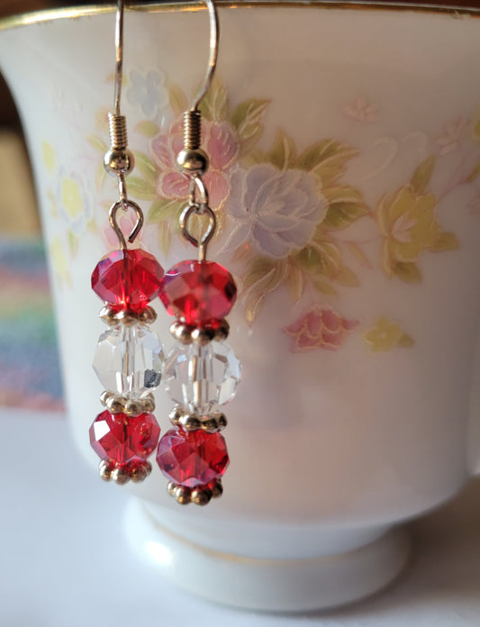 Pretty Red Crystal Dangle Drop Fashion Earrings