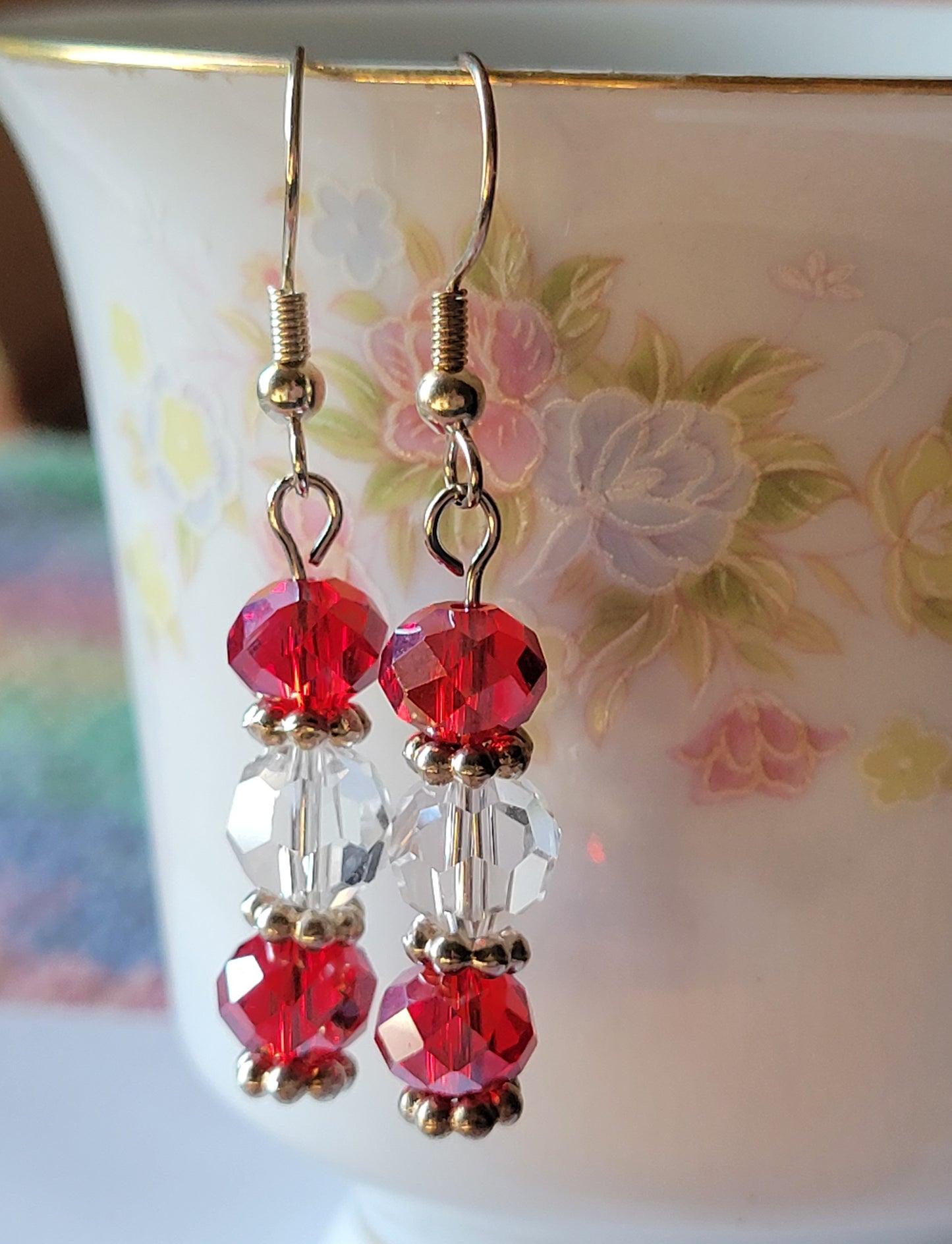 Pretty Red Crystal Dangle Drop Fashion Earrings