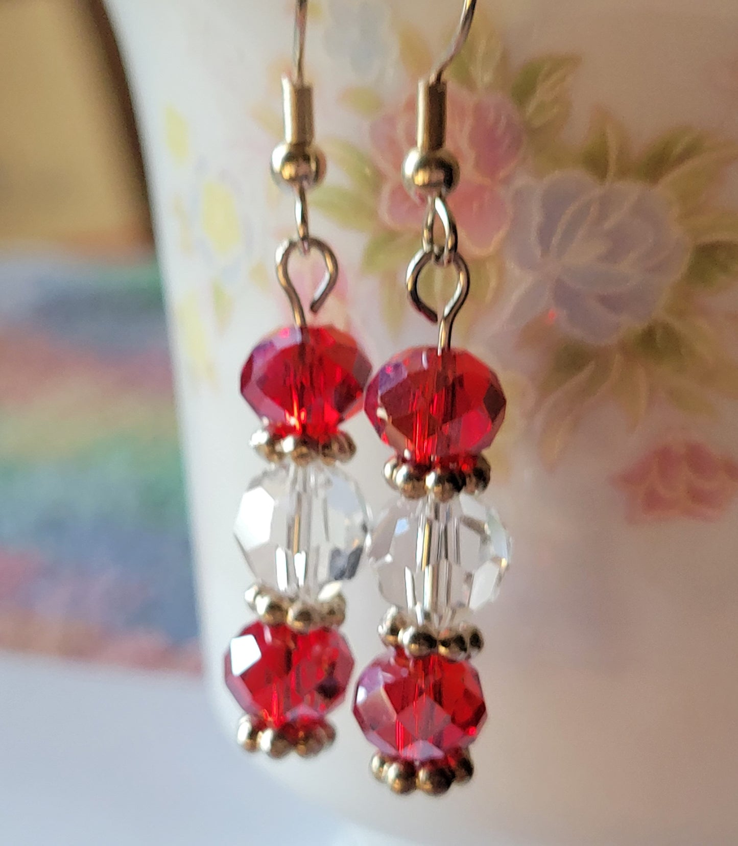Pretty Red Crystal Dangle Drop Fashion Earrings