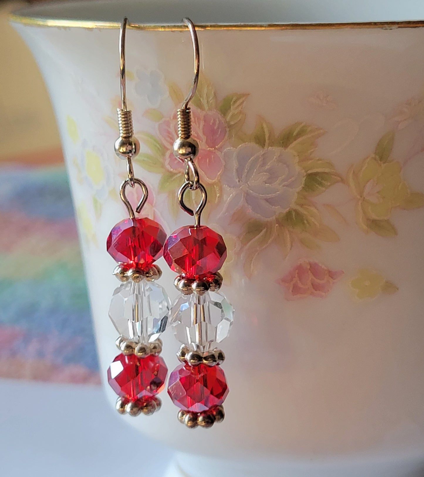 Pretty Red Crystal Dangle Drop Fashion Earrings