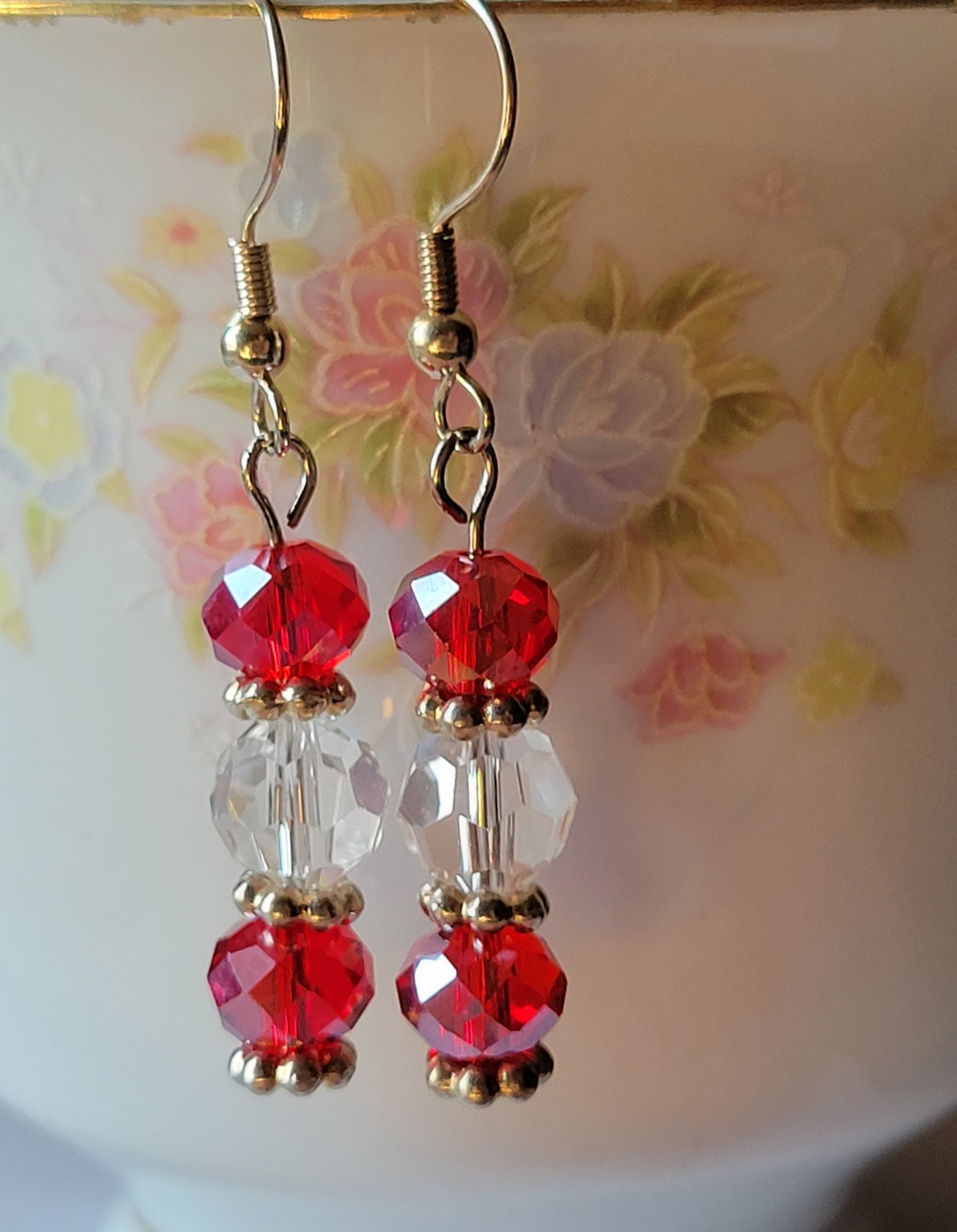 Pretty Red Crystal Dangle Drop Fashion Earrings