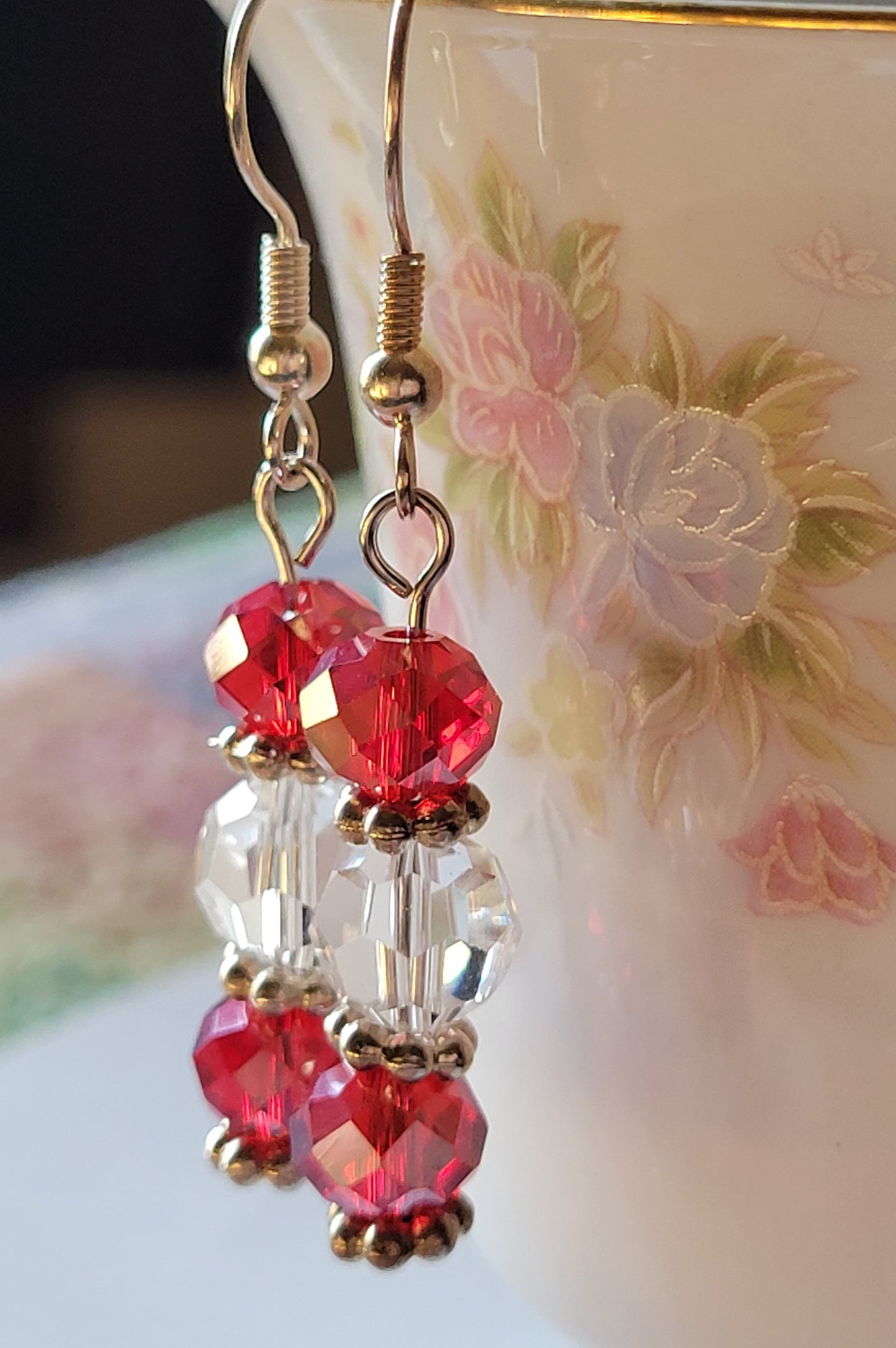 Pretty Red Crystal Dangle Drop Fashion Earrings