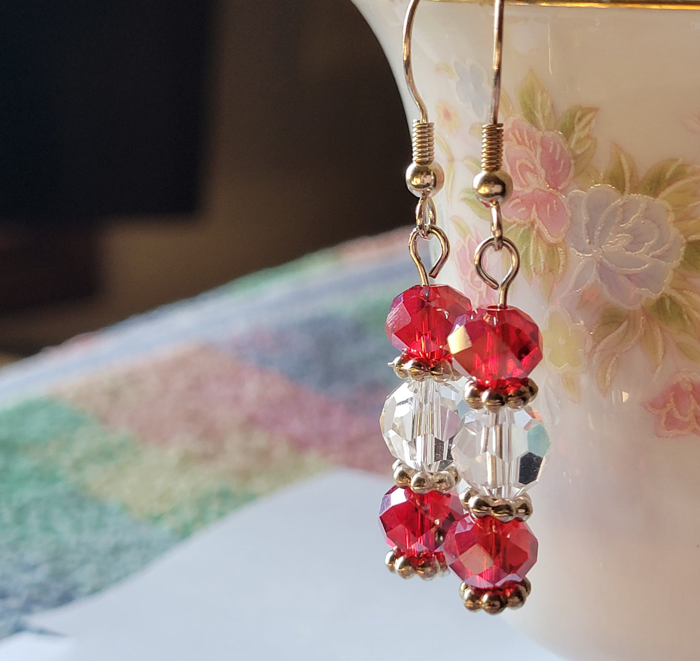 Pretty Red Crystal Dangle Drop Fashion Earrings