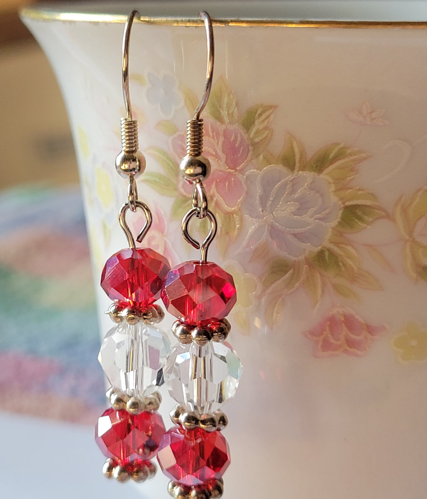 Pretty Red Crystal Dangle Drop Fashion Earrings