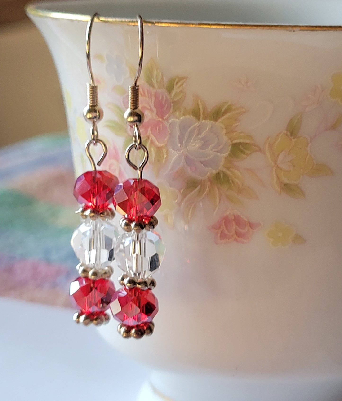 Pretty Red Crystal Dangle Drop Fashion Earrings