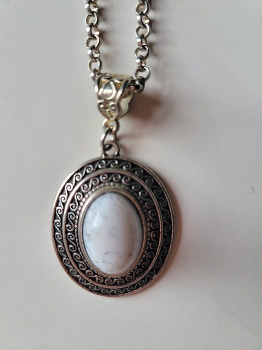 Western Navajo Style Concho White Howlite Necklace