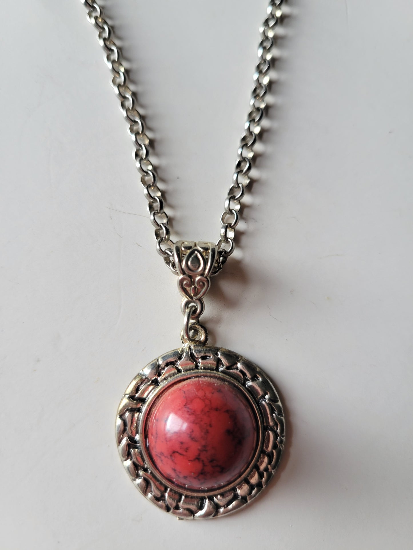 Western Navajo Concho RED Turquoise Round Necklace