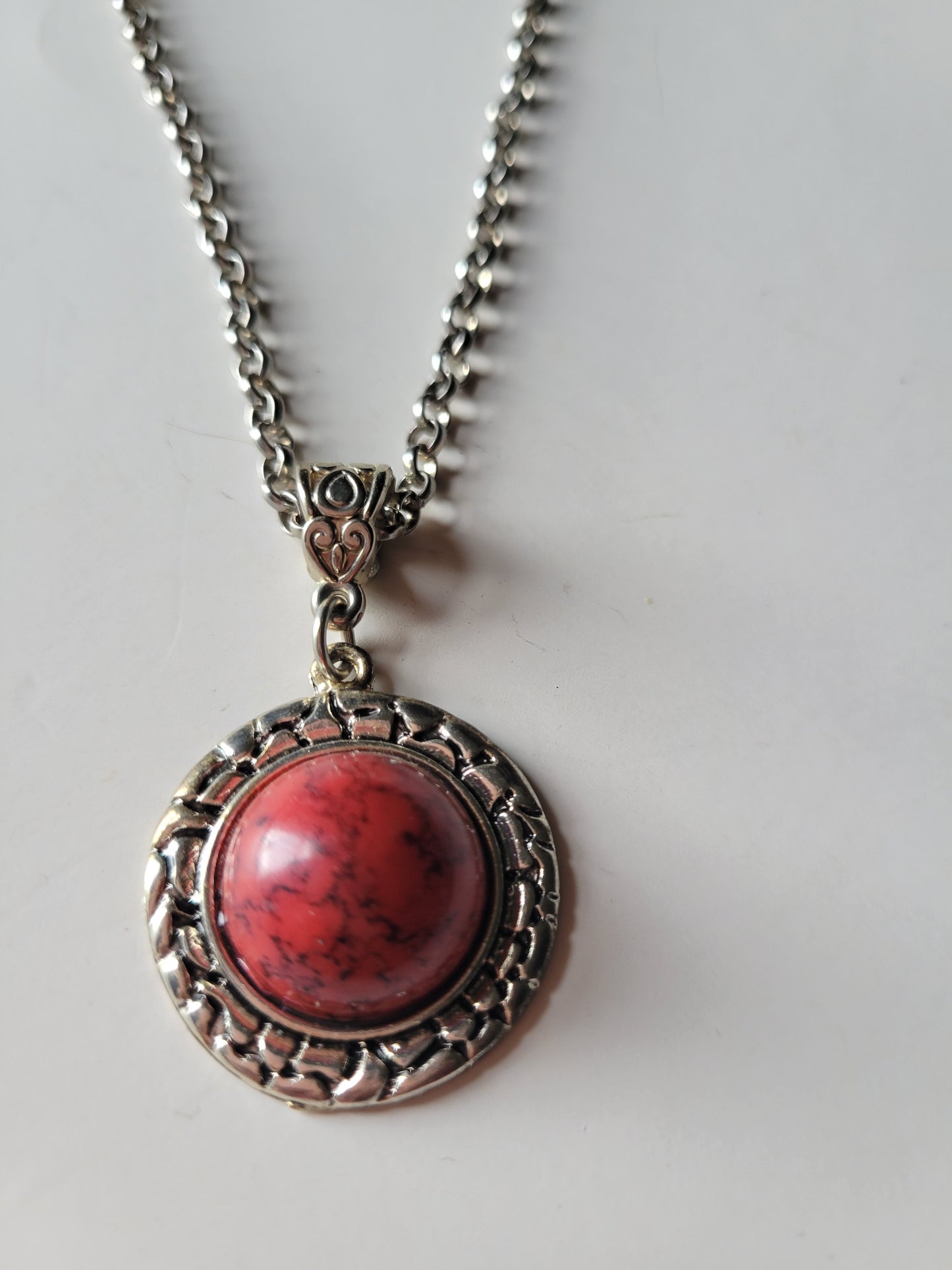 Western Navajo Concho RED Turquoise Round Necklace