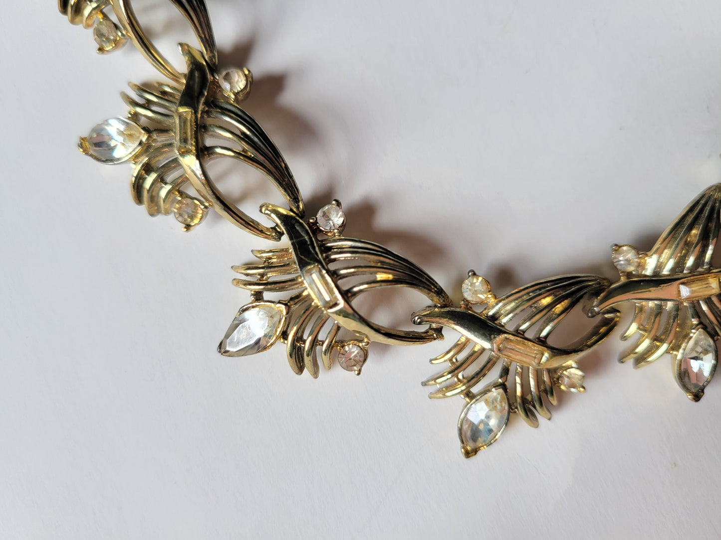 Coro 1950s Rhinestone Necklace Choker Goldtone Very Pretty Statement