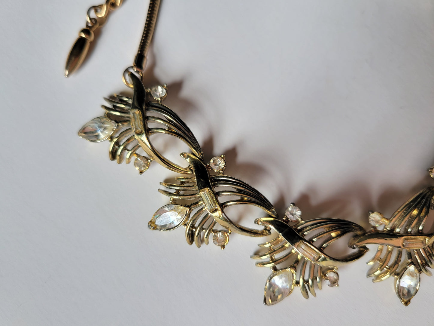 Coro 1950s Rhinestone Necklace Choker Goldtone Very Pretty Statement