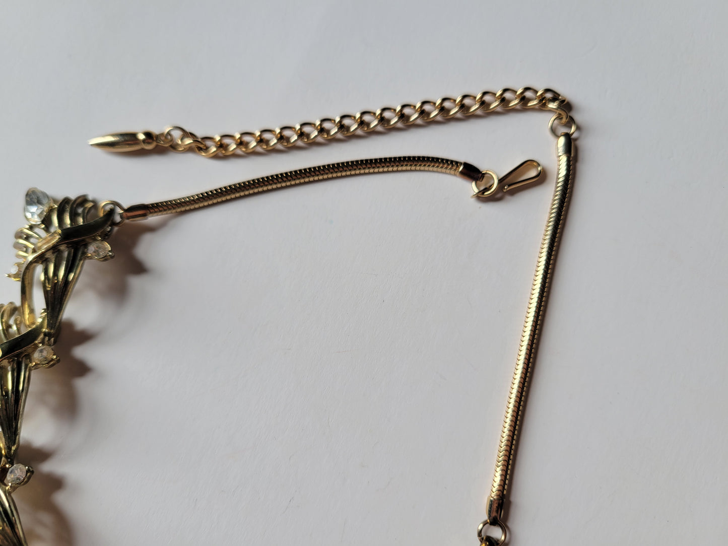 Coro 1950s Rhinestone Necklace Choker Goldtone Very Pretty Statement