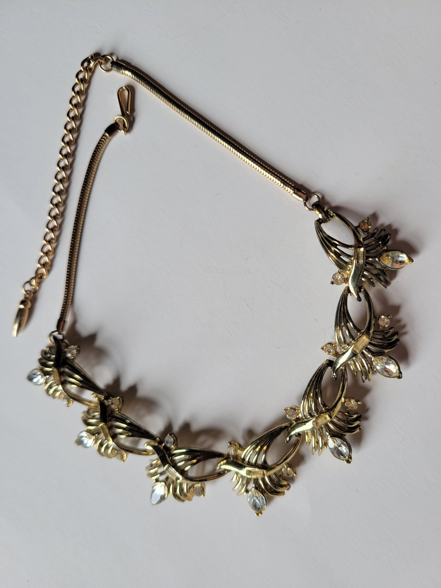 Coro 1950s Rhinestone Necklace Choker Goldtone Very Pretty Statement