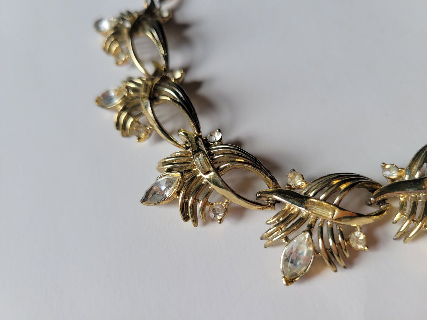 Coro 1950s Rhinestone Necklace Choker Goldtone Very Pretty Statement