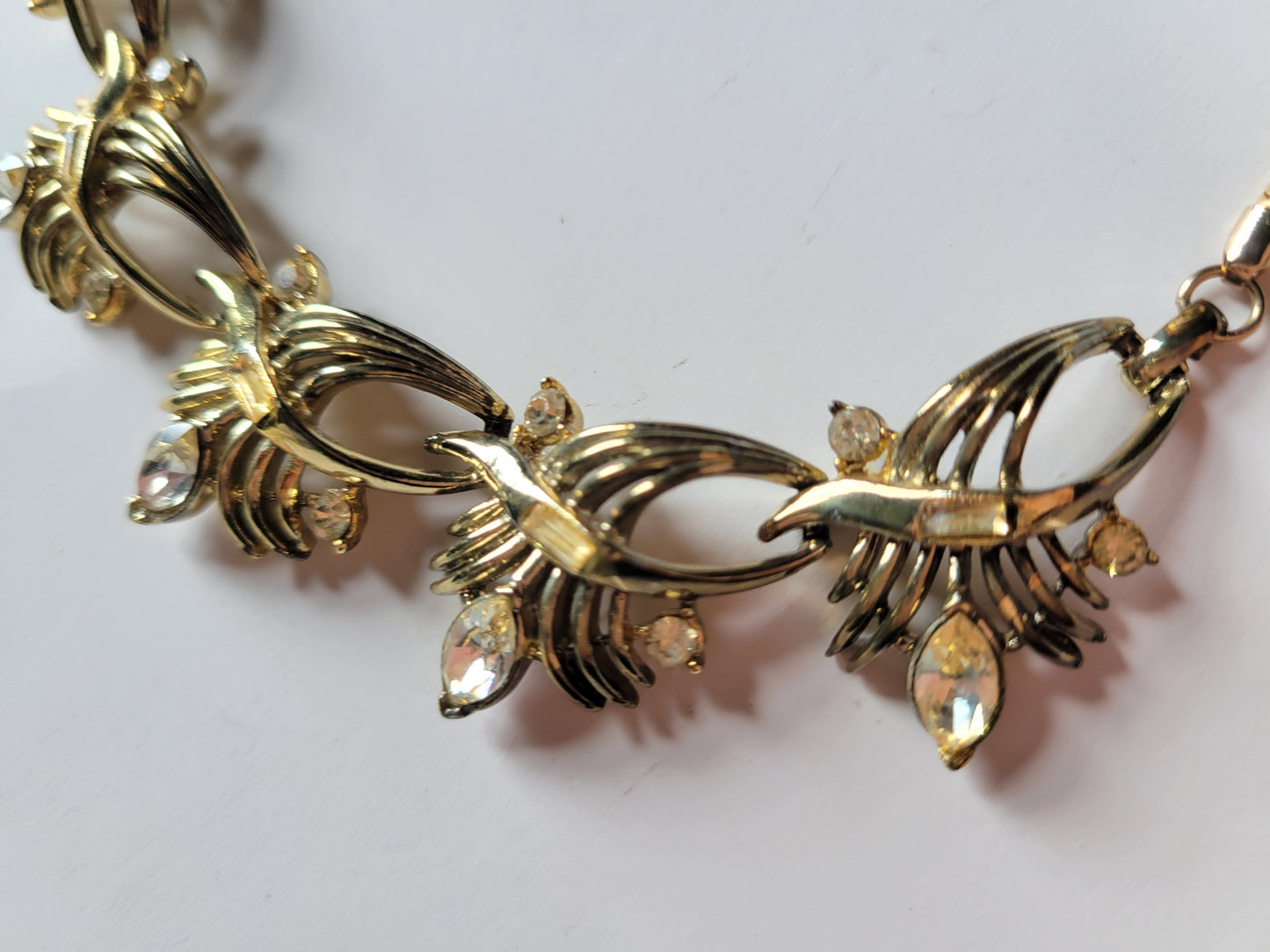 Coro 1950s Rhinestone Necklace Choker Goldtone Very Pretty Statement