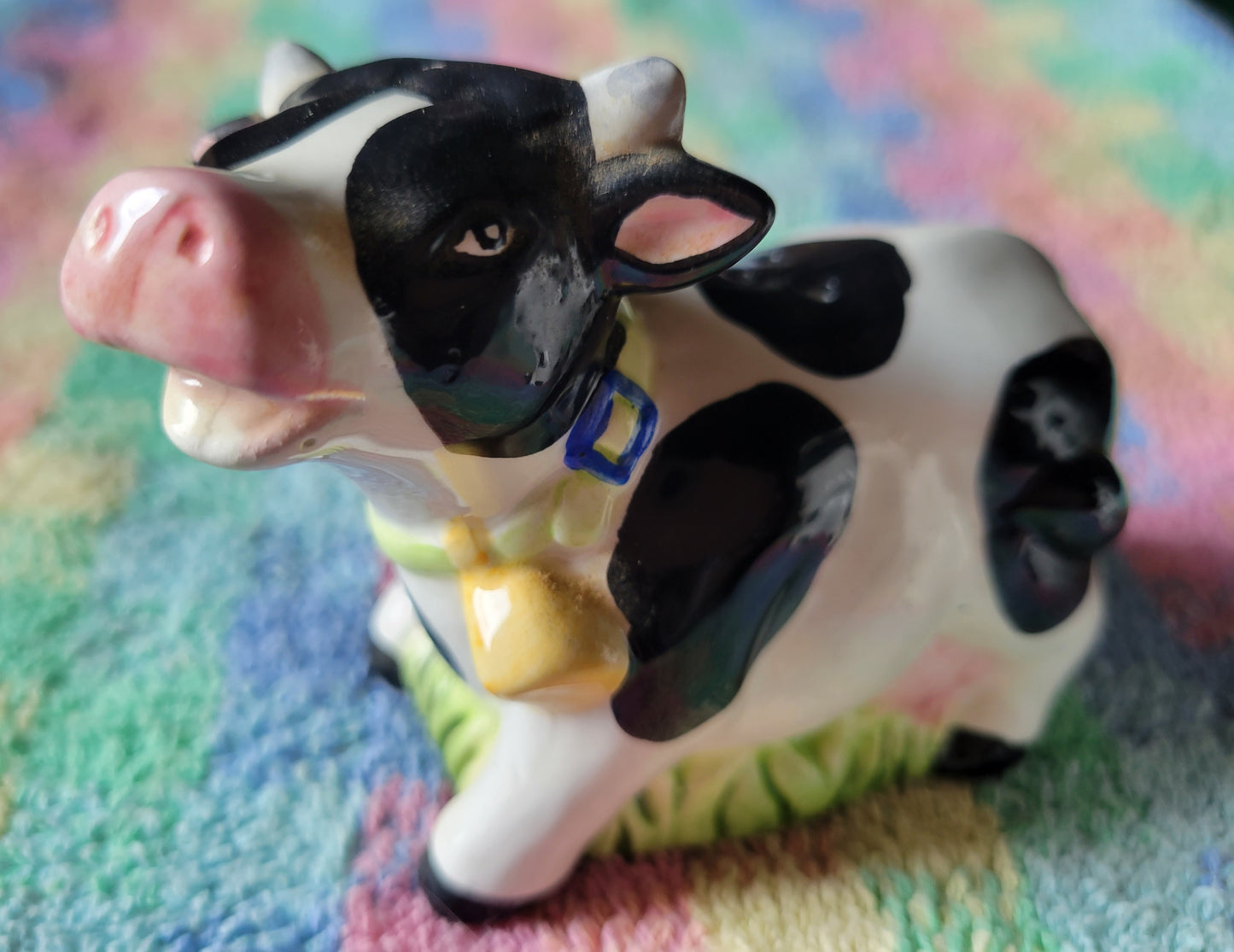 Spotted Cows With Flowers Salt and Pepper Shakers Vintage China
