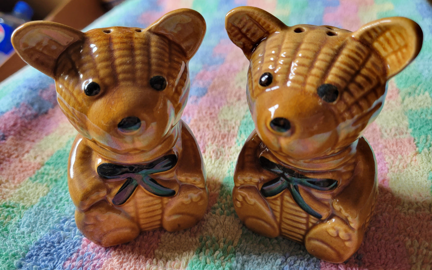 BEARS With BOWS Salt Pepper Shakers Set Vintage Taiwan So Cute!