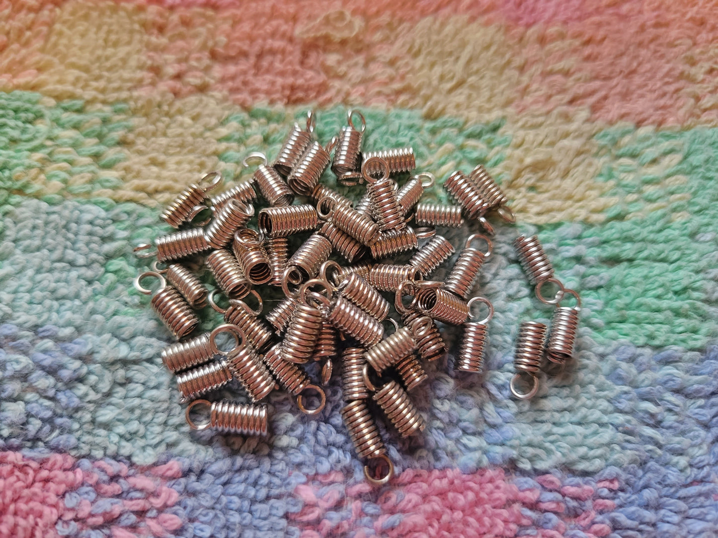 50 Spring Coil Crimp Necklace Closure Connectors 3mm X 7mm Jewelry Making