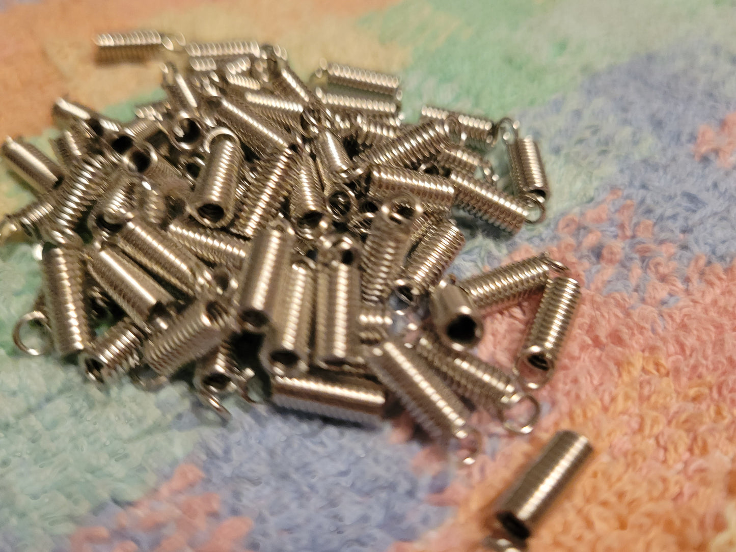 50 Spring Coil Crimp Necklace Closure Connectors 4mm X 9mm Jewelry Making