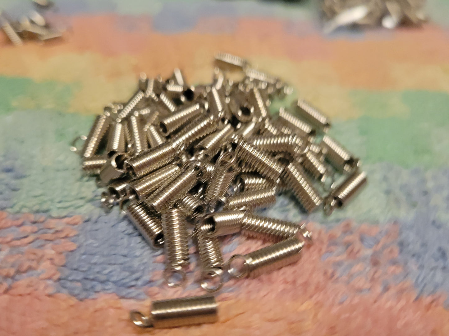 50 Spring Coil Crimp Necklace Closure Connectors 4mm X 9mm Jewelry Making