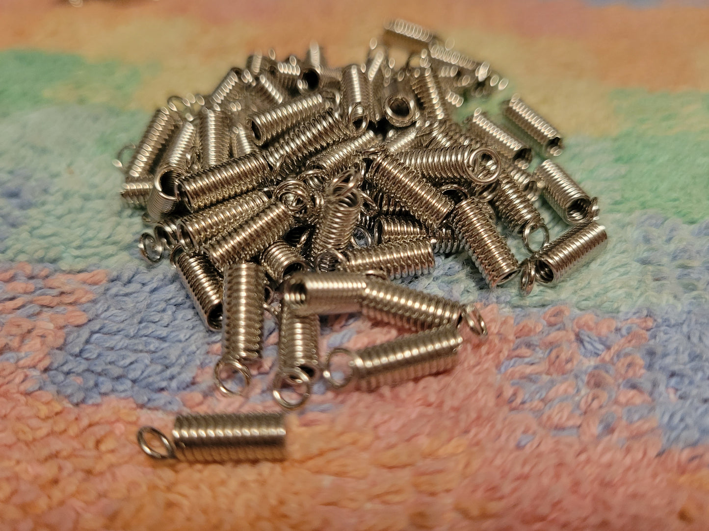 50 Spring Coil Crimp Necklace Closure Connectors 4mm X 9mm Jewelry Making